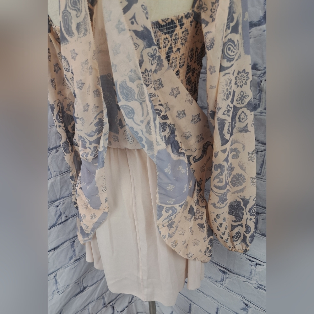 Aritzia Wilfred Free Tempest Smocked Mini Dress Square Neck Boho Western Farm - Picture 15 of 16